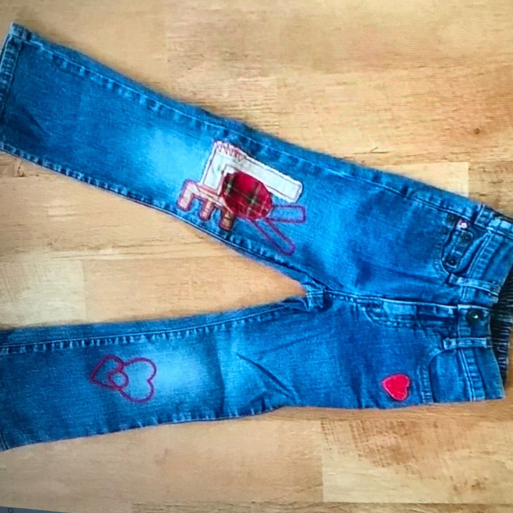 Zana Di Jeans Girls Bootcut blue denim embroidered jeans